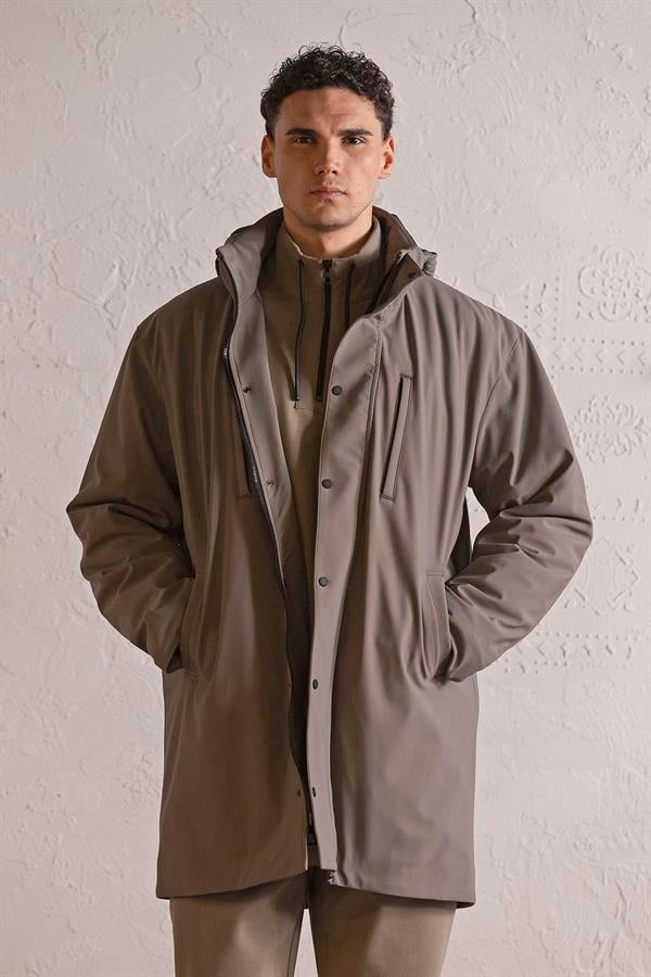 GMG Firenze-Kapüşonlu çıtçıt Detaylı Casual Erkek Kaban-KABAN-5-Milagron.com