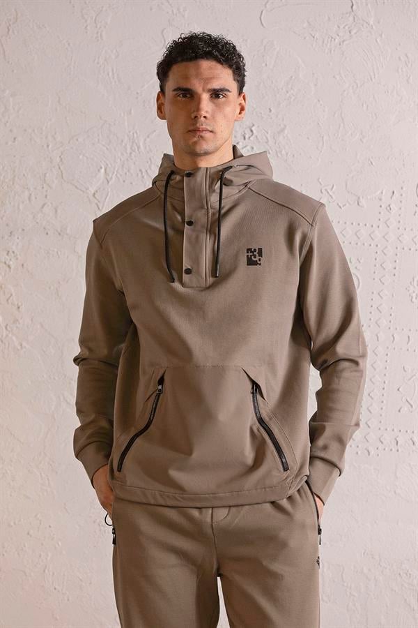 GMG Firenze-Kapüşonlu çıtçıt Ve Fermuar Detaylı Kanguru Cepli Erkek Sweatshirt-SWEATSHIRT-5-Milagron.com