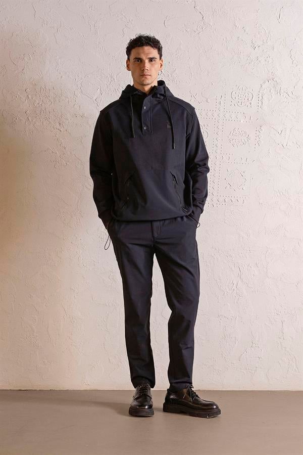 GMG Firenze-Kapüşonlu çıtçıt Ve Fermuar Detaylı Kanguru Cepli Erkek Sweatshirt-SWEATSHIRT-6-Milagron.com