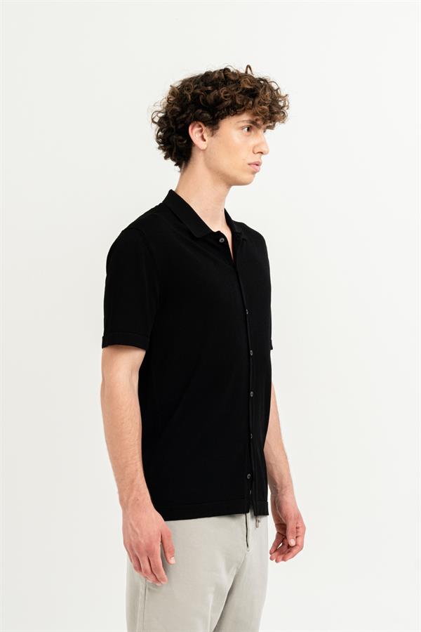 GMG Firenze-Kısa Kollu Slim Fit Triko Erkek Gömlek-Summer'25-10-Milagron.com