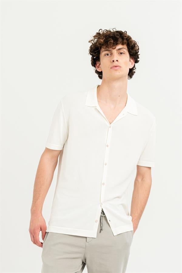 GMG Firenze-Kısa Kollu Slim Fit Triko Erkek Gömlek-Summer'25-3-Milagron.com