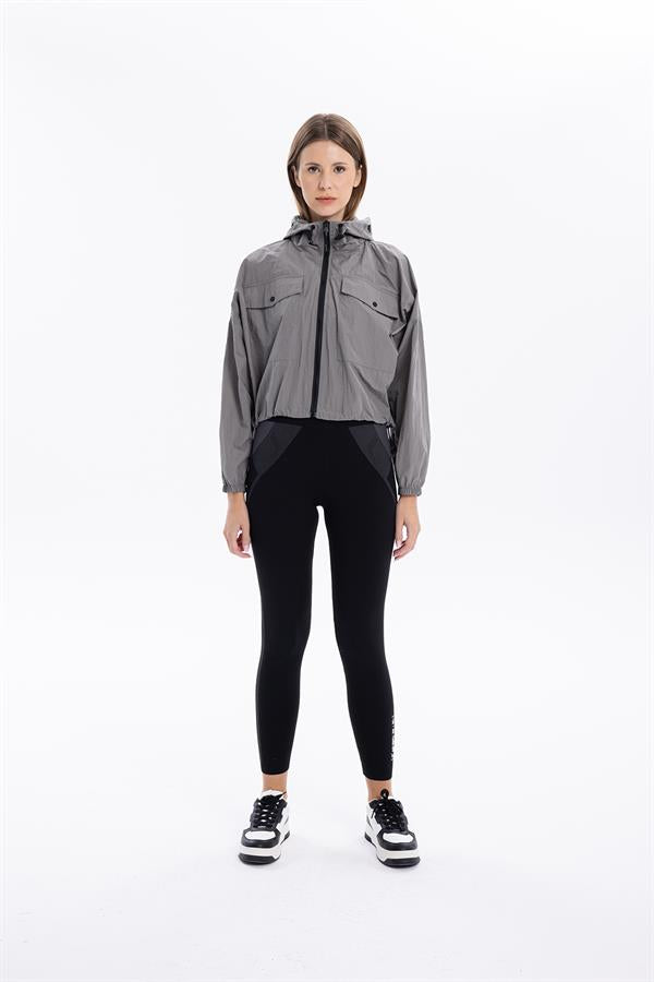 GMG Firenze-Oversize Kapüşon Yaka Beli Büzgülü Baskılı Kadın Mont-MONT-6-Milagron.com