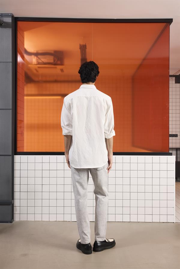 GMG Firenze-Oversize çizgili Modal Erkek Gömlek-GÖMLEK-5-Milagron.com