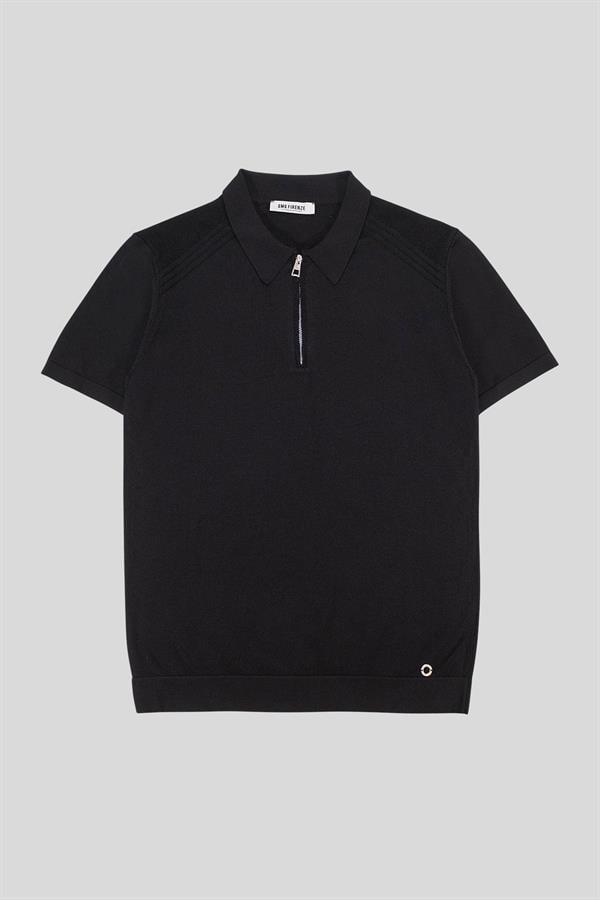 GMG Firenze-Polo Yaka Fermuarlı Slim Fit Triko Erkek Kazak-KAZAK-11-Milagron.com