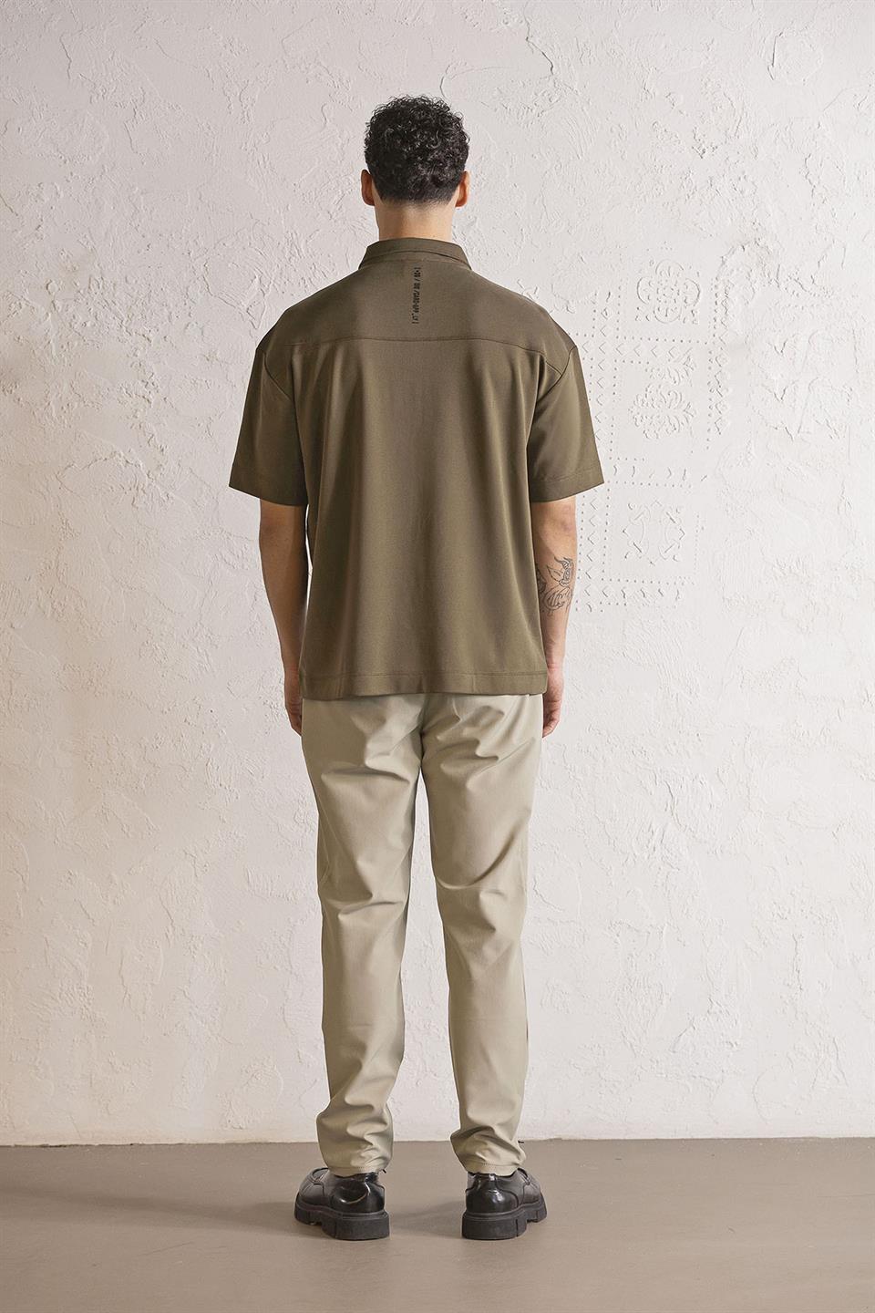 Polo Yaka Patı Fermuarlı Cepli Erkek T-Shirt