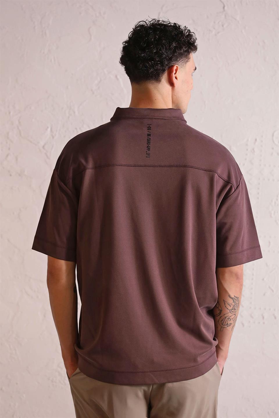 Polo Yaka Patı Fermuarlı Cepli Erkek T-Shirt