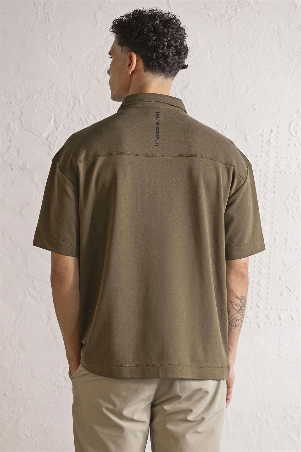 Polo Yaka Patı Fermuarlı Cepli Erkek T-Shirt