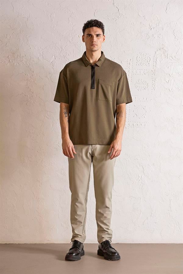 GMG Firenze-Polo Yaka Patı Fermuarlı Cepli Erkek T Shirt-KISA KOL-11-Milagron.com