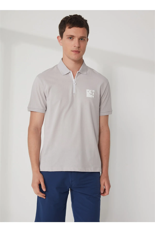 Polo Yaka Patı Su Geçirmez Fermuarlı Erkek T-Shirt