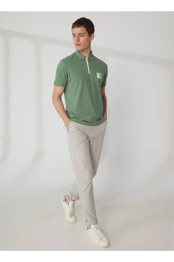 Polo Yaka Patı Su Geçirmez Fermuarlı Erkek T-Shirt