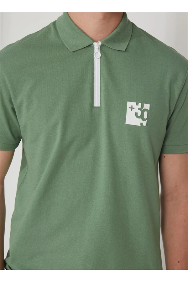 Polo Yaka Patı Su Geçirmez Fermuarlı Erkek T-Shirt