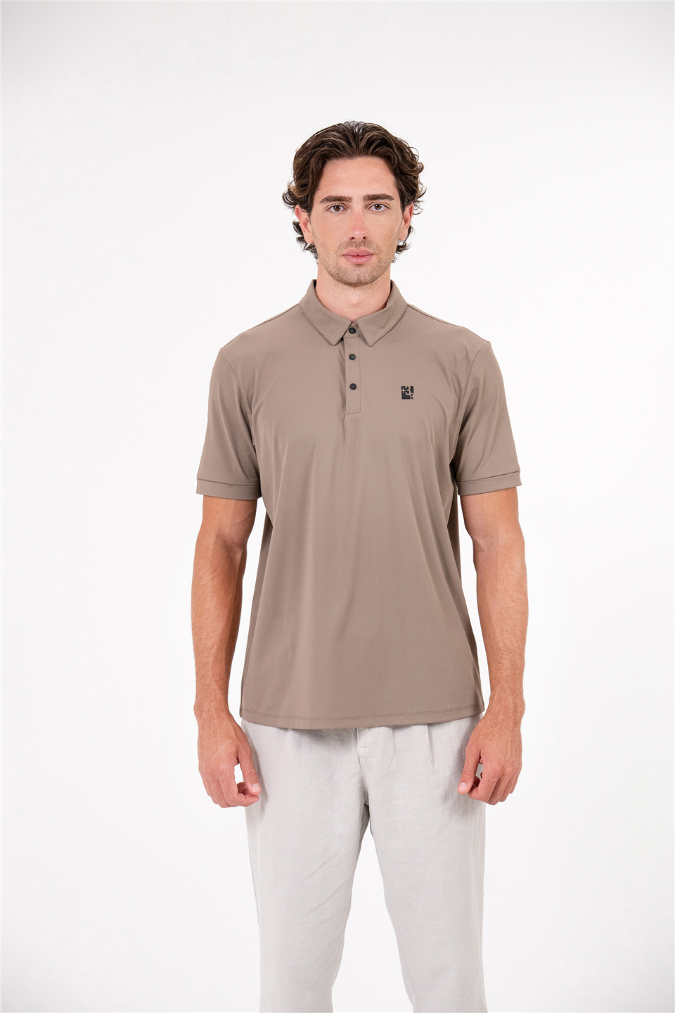 Polo Yaka Sol Göğsü Baskılı Erkek T-Shirt