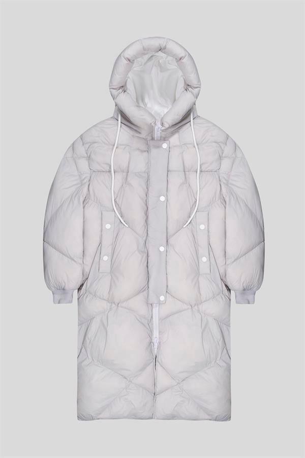 GMG Firenze-Regular Fit Kapüşon Yaka Kol Ucu Triko Kadın Mont-MONT-1-Milagron.com