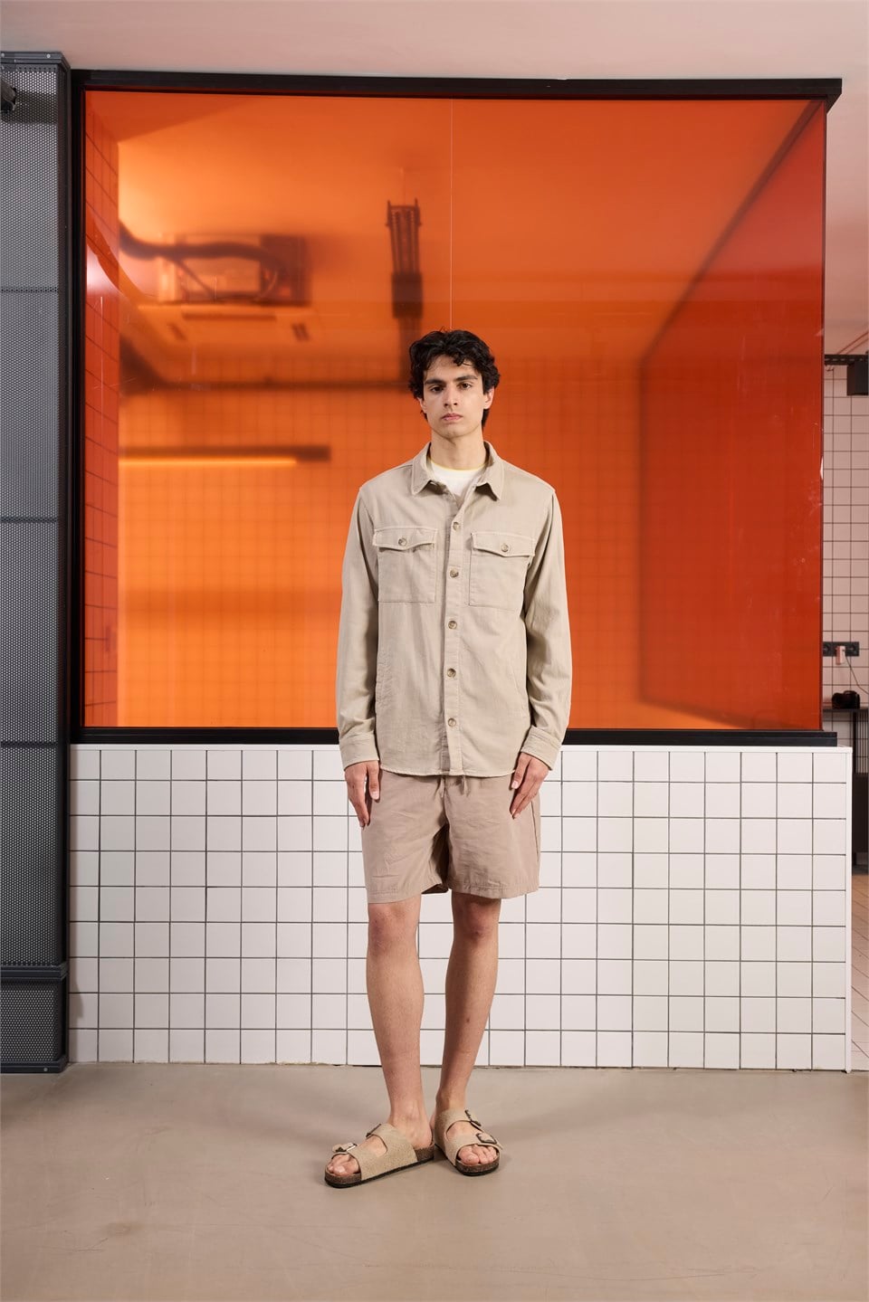 GMG Firenze-Regular Fit Moleskin Kumaş Erkek Dış Gömlek-SWEAT MONT-1-Milagron.com