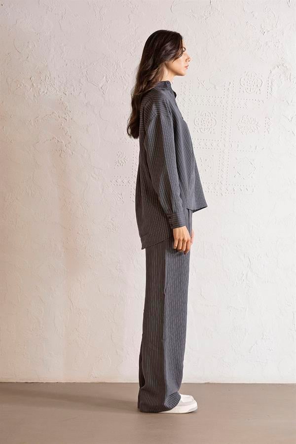 GMG Firenze-Regular Fit Çizgili Kadın Gömlek-GÖMLEK-2-Milagron.com