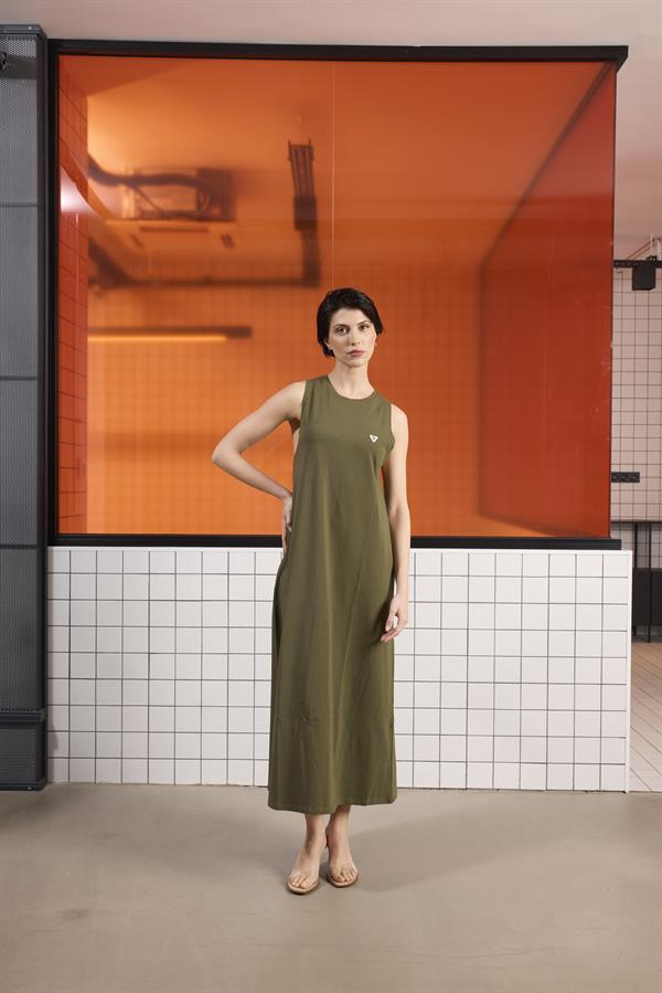 GMG Firenze-Sırtı Bağlama Detaylı %100 Pamuk Kolsuz Kadın Elbise-Elbise-2-Milagron.com