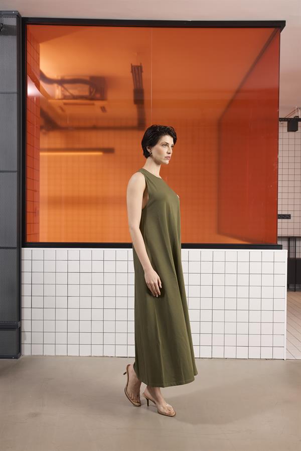 GMG Firenze-Sırtı Bağlama Detaylı %100 Pamuk Kolsuz Kadın Elbise-Elbise-3-Milagron.com