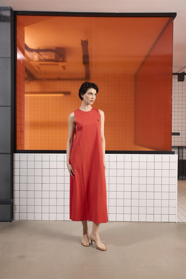 GMG Firenze-Sırtı Bağlama Detaylı %100 Pamuk Kolsuz Kadın Elbise-Elbise-7-Milagron.com