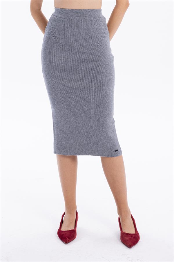 GMG Firenze-Slim Fit Basic Midi Boy Kadın Triko Etek-ETEK-2-Milagron.com