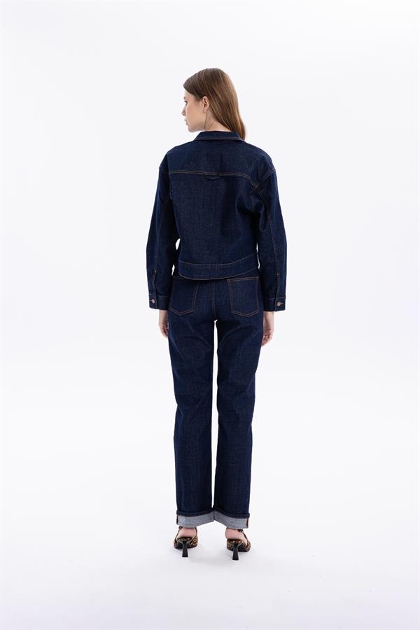 Slim Fit Cepli Denim Kadın Ceket