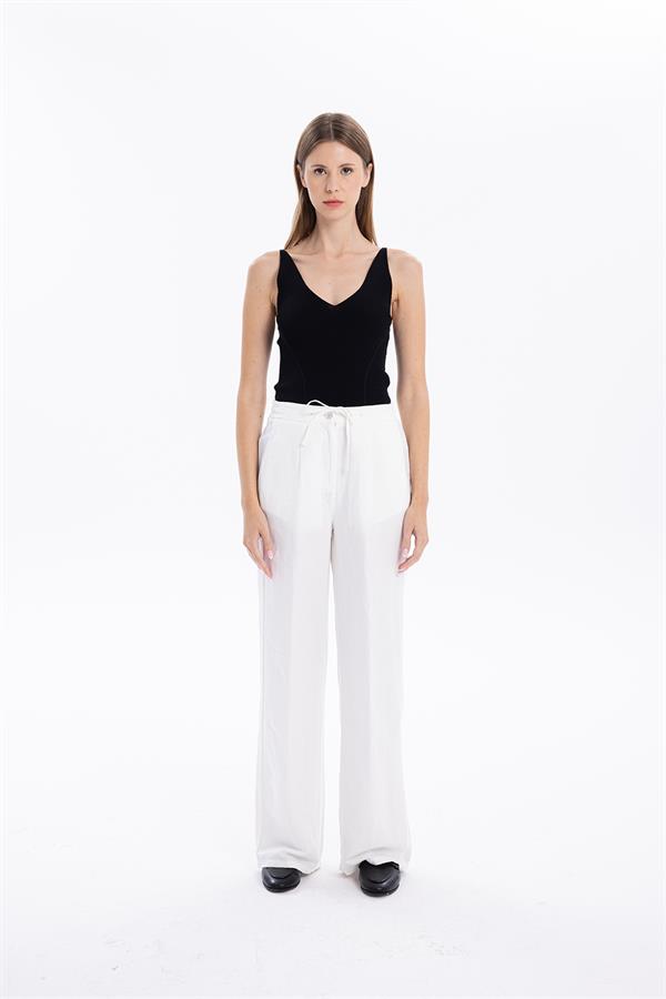 GMG Firenze-V Yaka Slim Fit İnce Askılı Triko Kadın Atlet-Summer'25-9-Milagron.com