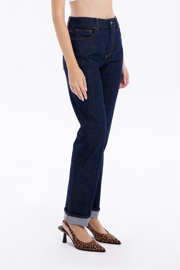 GMG Firenze-Yüksek Bel Straight Fit Denim Kadın Jean Pantolon-DENİM PANTOLON-5-Milagron.com