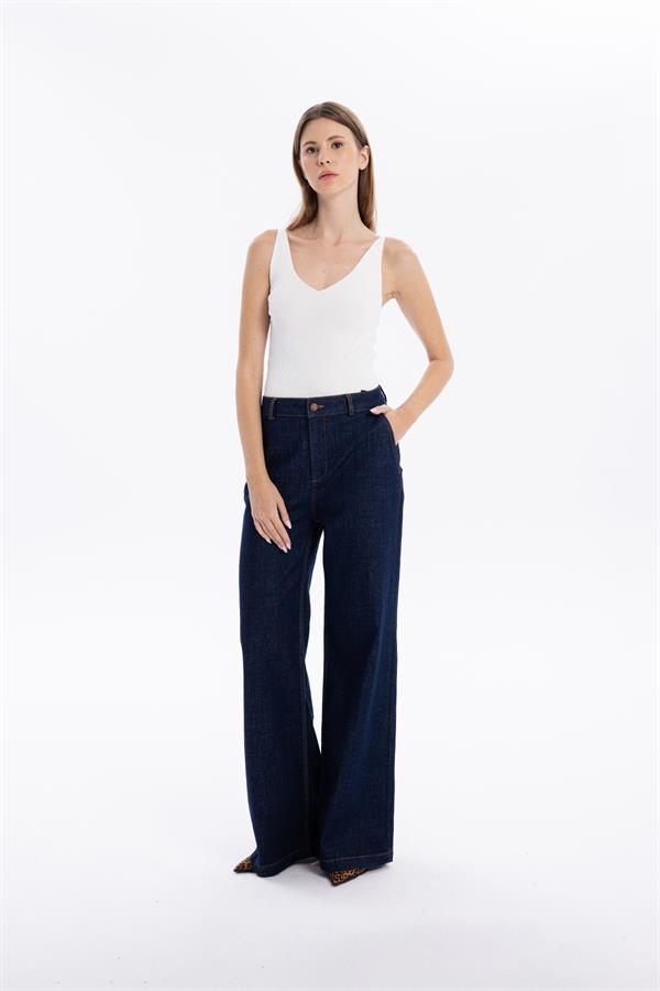 GMG Firenze-Yüksek Bel Wide Leg Bol Paça Denim Kadın Jean Pantolon-//Özel Fi̇yatlar-10-Milagron.com