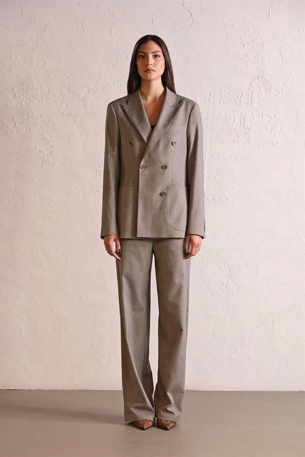 GMG Firenze-Çizgili Düğmeli Kadın Ceket-BLAZER CEKET-1-Milagron.com
