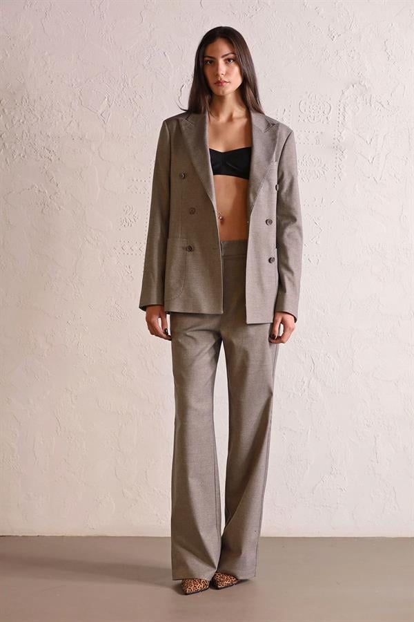 GMG Firenze-Çizgili Düğmeli Kadın Ceket-BLAZER CEKET-4-Milagron.com