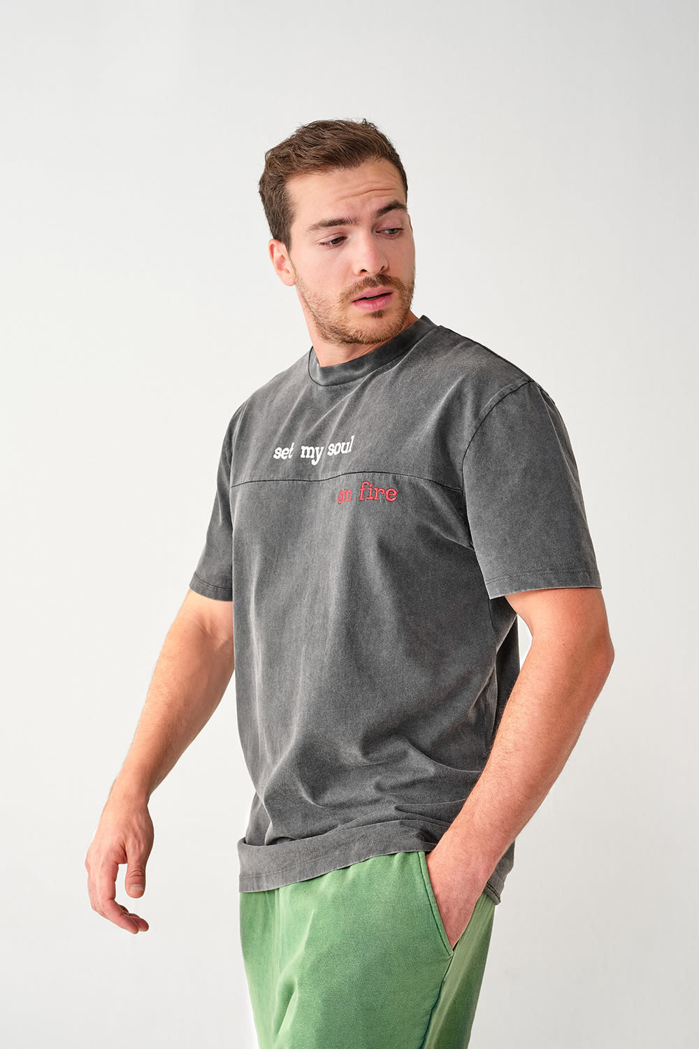 GNP İstanbul-Acid Washed Regular Fit Dark Grey Tshirt-T-Shirts-2-Milagron.com