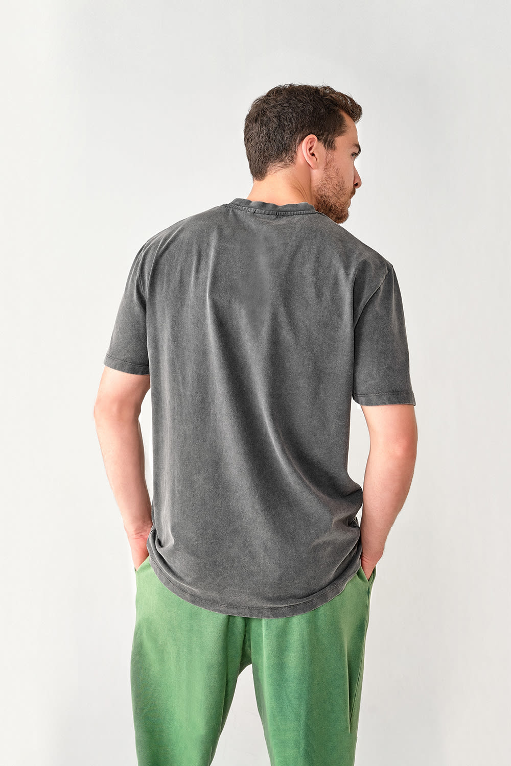 GNP İstanbul-Acid Washed Regular Fit Dark Grey Tshirt-T-Shirts-3-Milagron.com