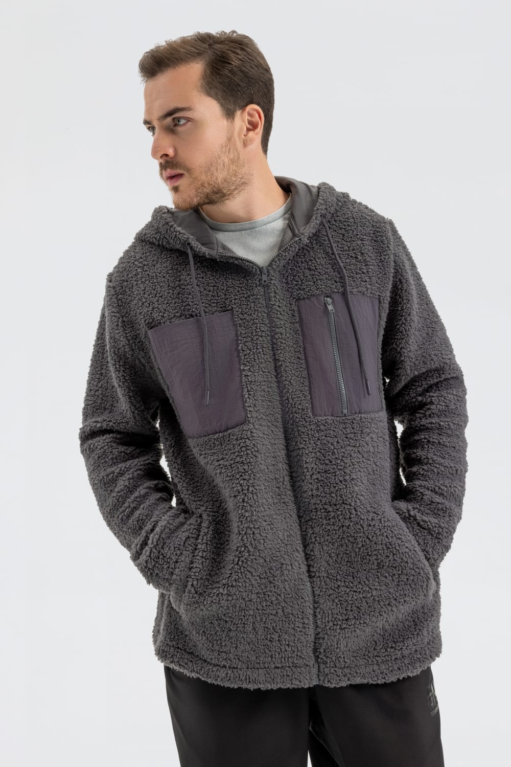 GNP İstanbul-Asphalt Borg Zip Through Sweatshirt-Sweatshirts & Hoodies-2-Milagron.com