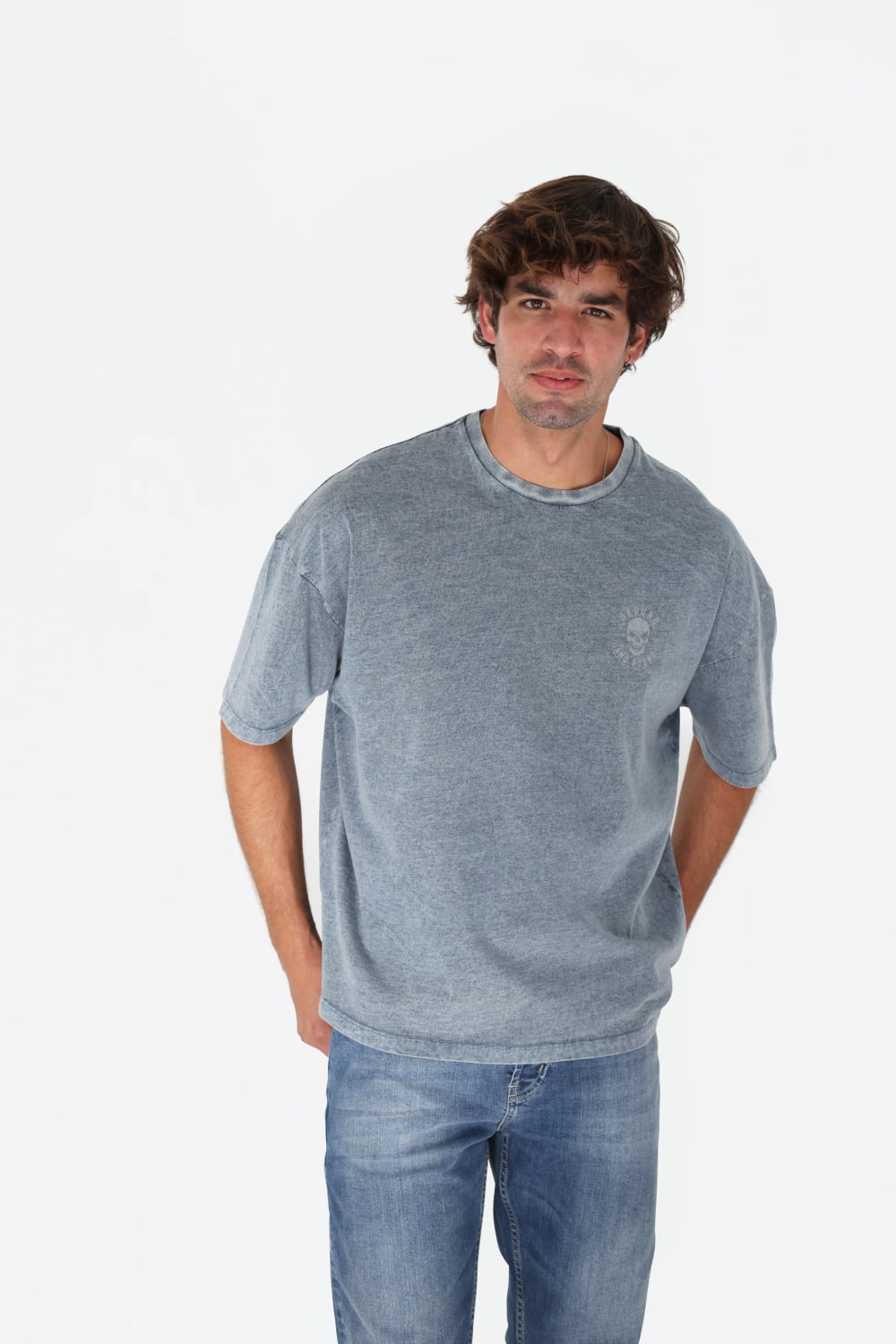 GNP İstanbul-Denim Washed Printed Oversize T-shirt-T-Shirts-2-Milagron.com