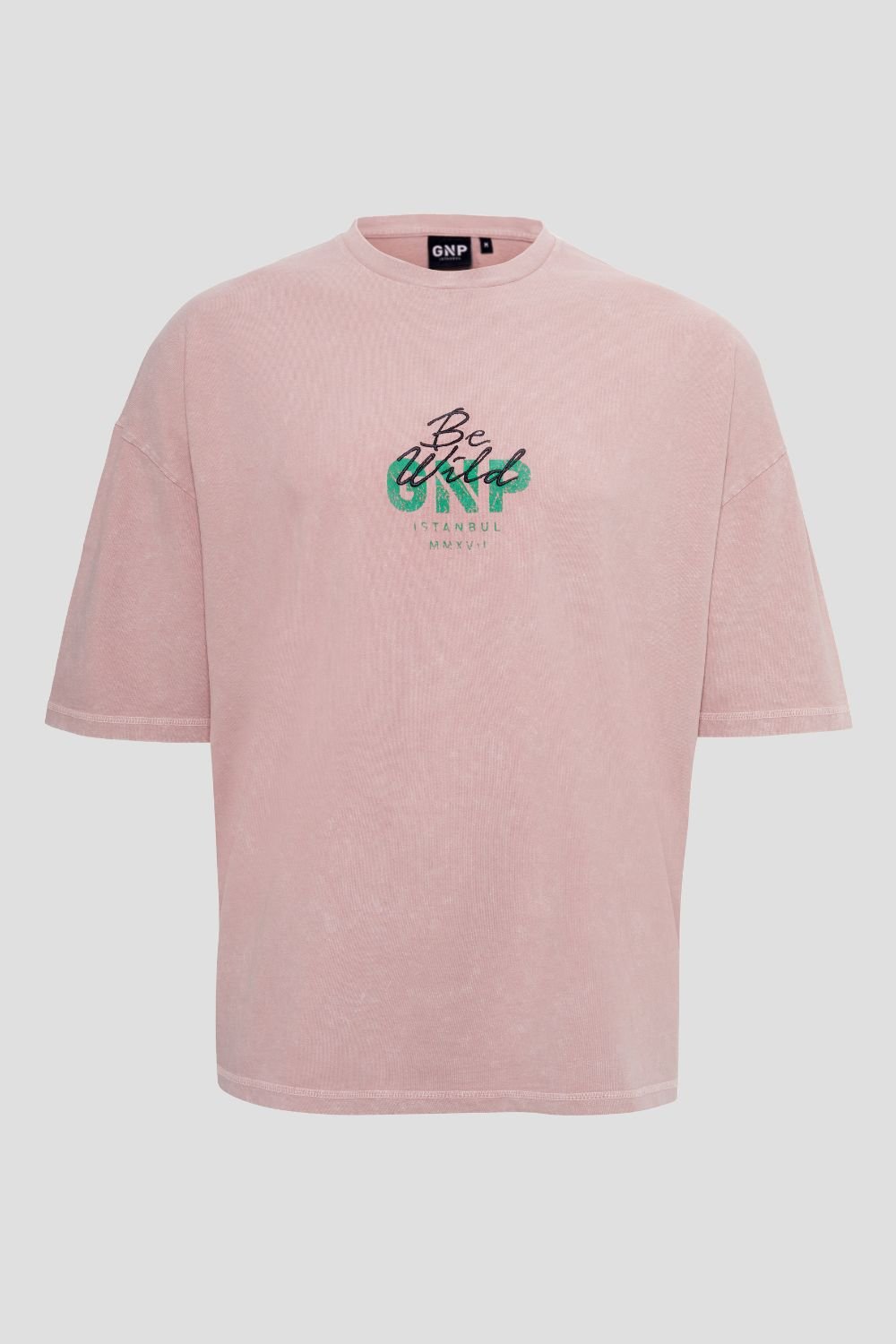 GNP İstanbul-Gnp Eskitme Yıkamalı Pembe Tshirt-T-Shirts-1-Milagron.com