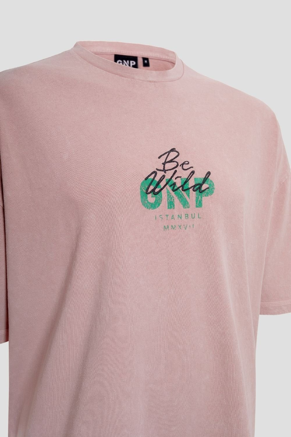 GNP İstanbul-Gnp Eskitme Yıkamalı Pembe Tshirt-T-Shirts-2-Milagron.com