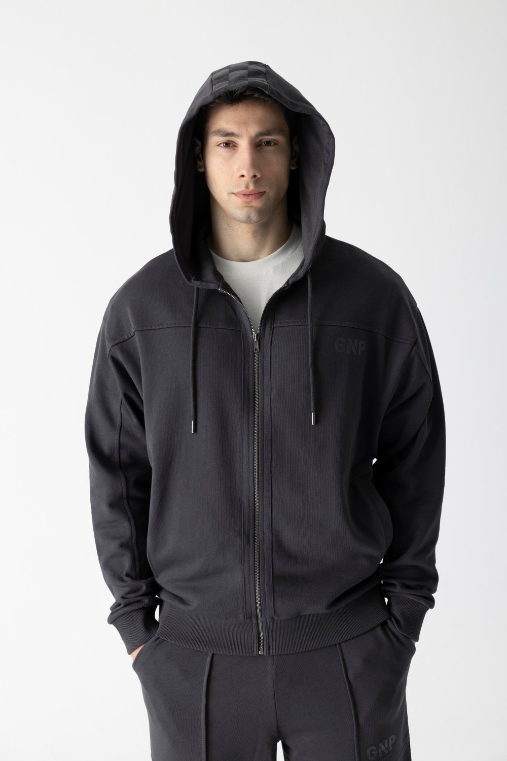 GNP İstanbul-Zip Through Asphalt Hoodie-Sweatshirts & Hoodies-1-Milagron.com