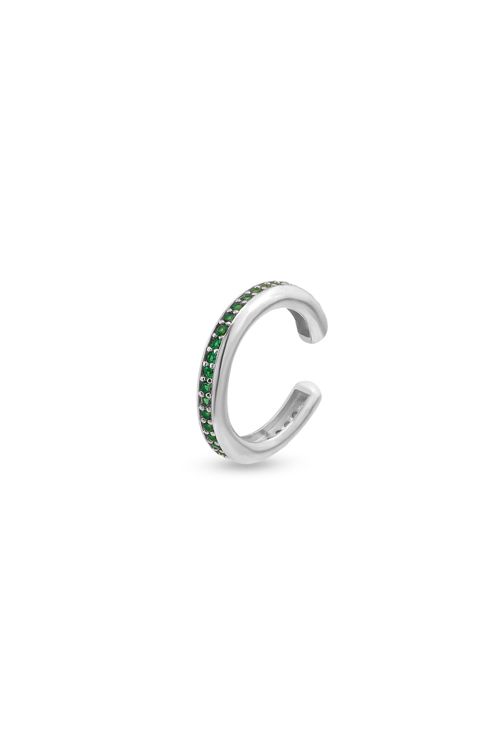 Gal İstanbul-Tiny Earcuff Silver x Green-Küpe-1-Milagron.com
