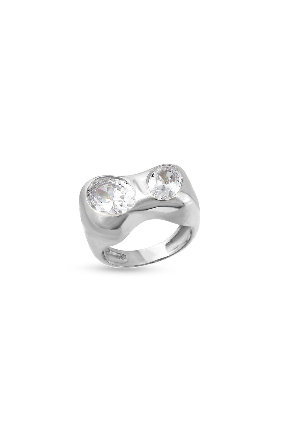 Gal İstanbul-Two Stone Ring Silver-Yüzük-1-Milagron.com