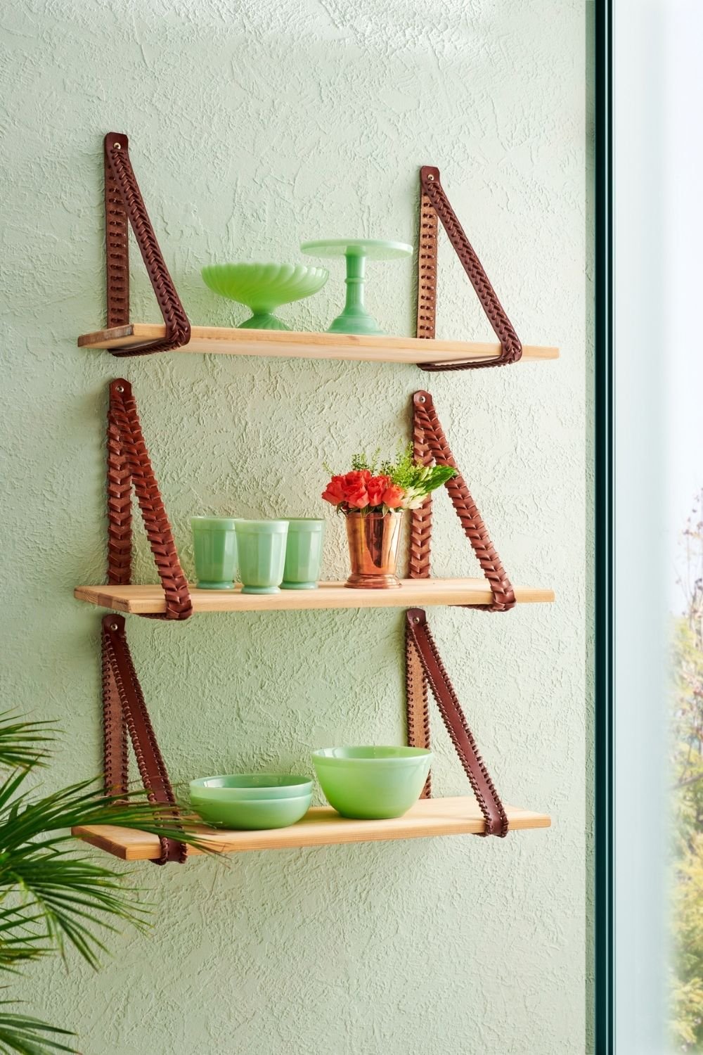 Gardin Leather-Deri Kemer Ahşap Raf-Duvar Rafı-1-Milagron.com