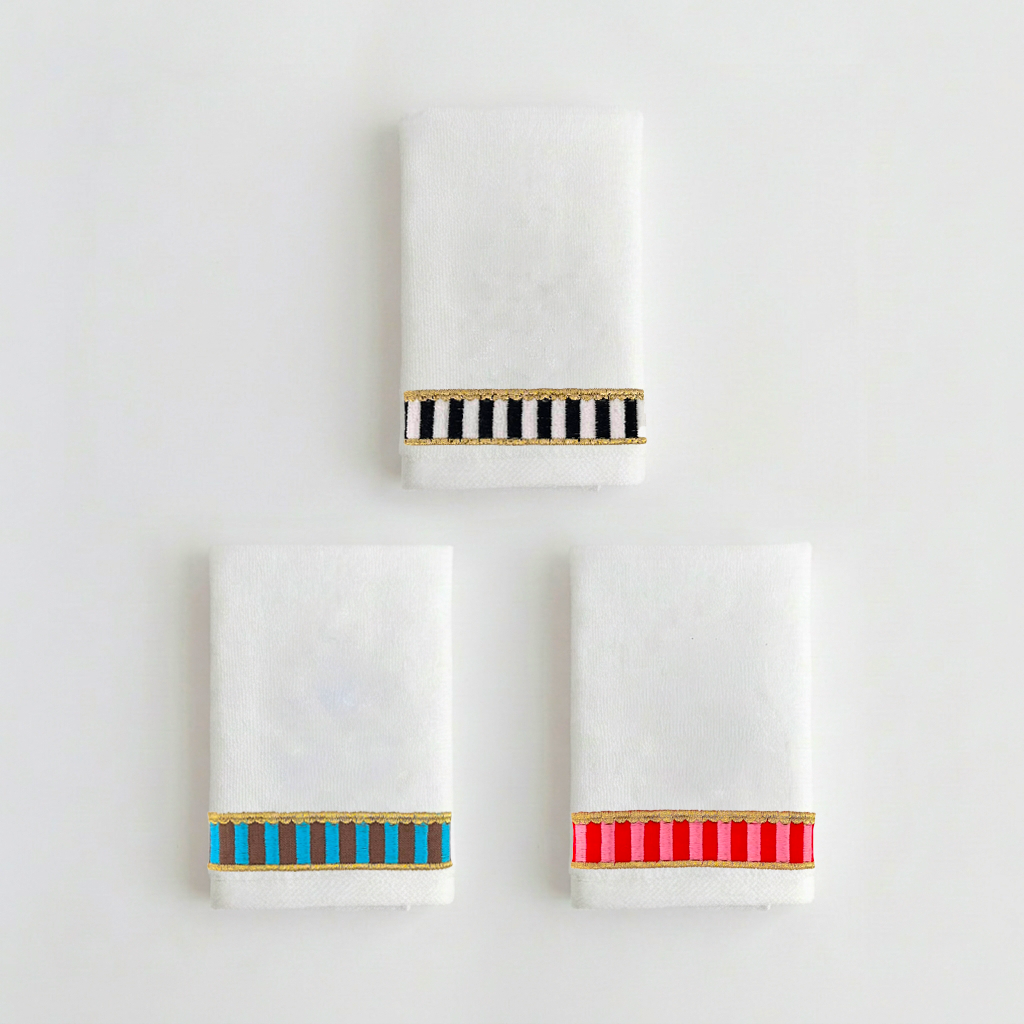 Candy Serisi Çizgili Nakışlı El Havlusu Seti 3’Lü