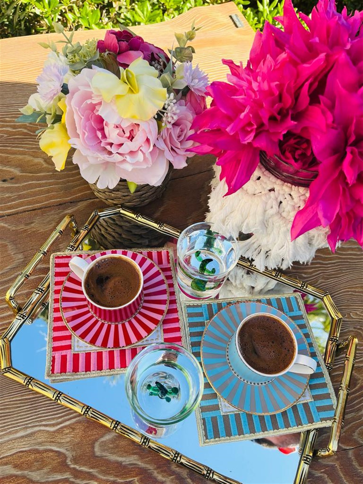 Dekoratif Candy Love Bird Pembe & Mavi Kokteyl Peçete