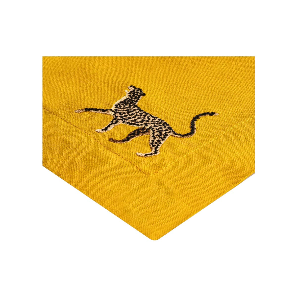 Dekoratif Leopar Desenli Sarı Keten Kokteyl Peçete - 2 Adet