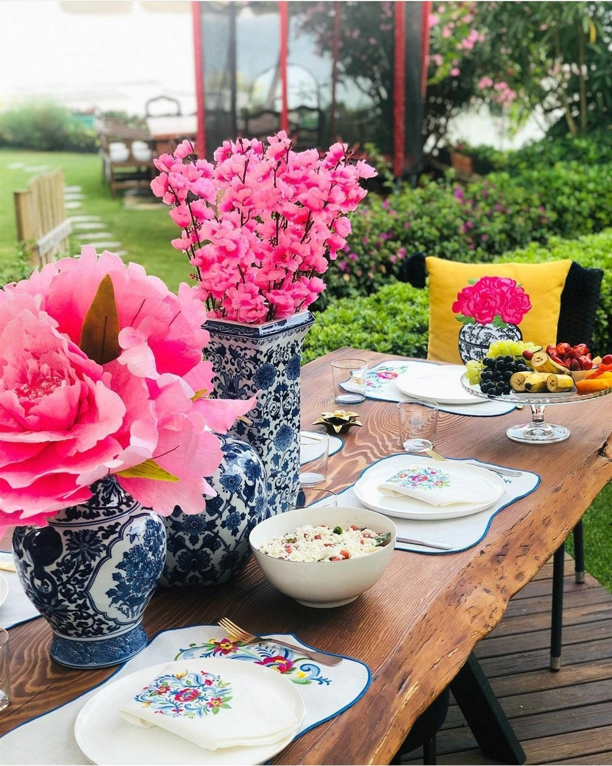 Dekoratif Renkli Çiçekli Rosemaling Desenli Kokteyl Peçete - 2 Adet