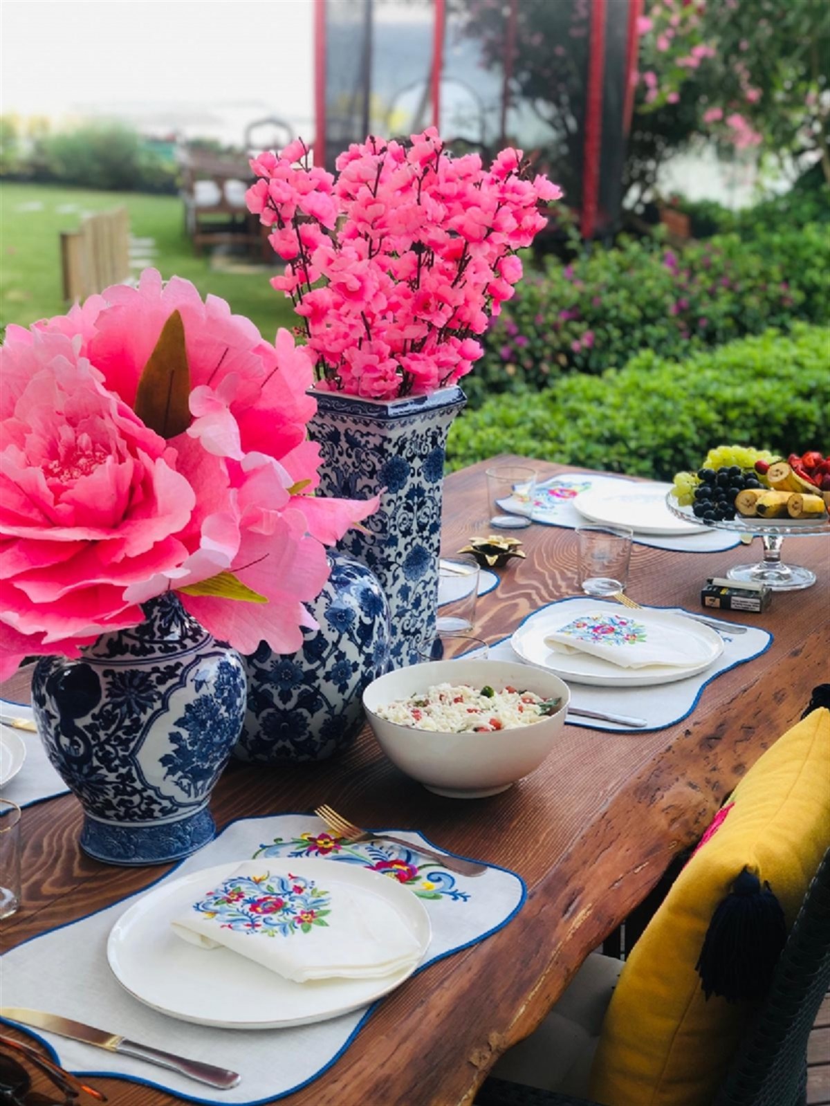 Dekoratif Rosemaling Çiçek Desenli Amerikan Servis - 2 Adet