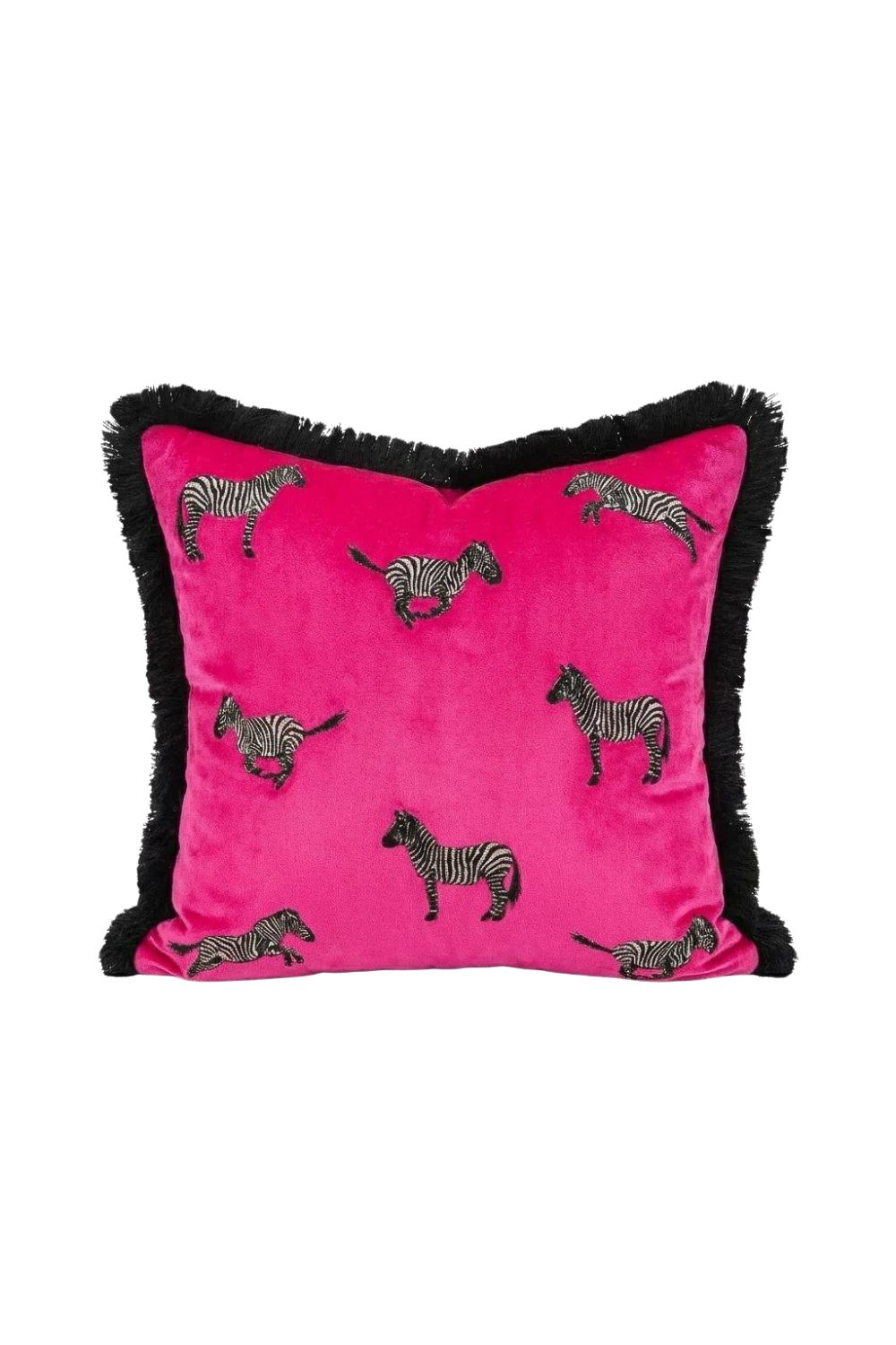 Ge Living-Dekoratif Zebra Desenli Fuşya Kadife Kırlent Kılıfı 45 X 45 Cm-Kırlent Kılıfı-1-Milagron.com