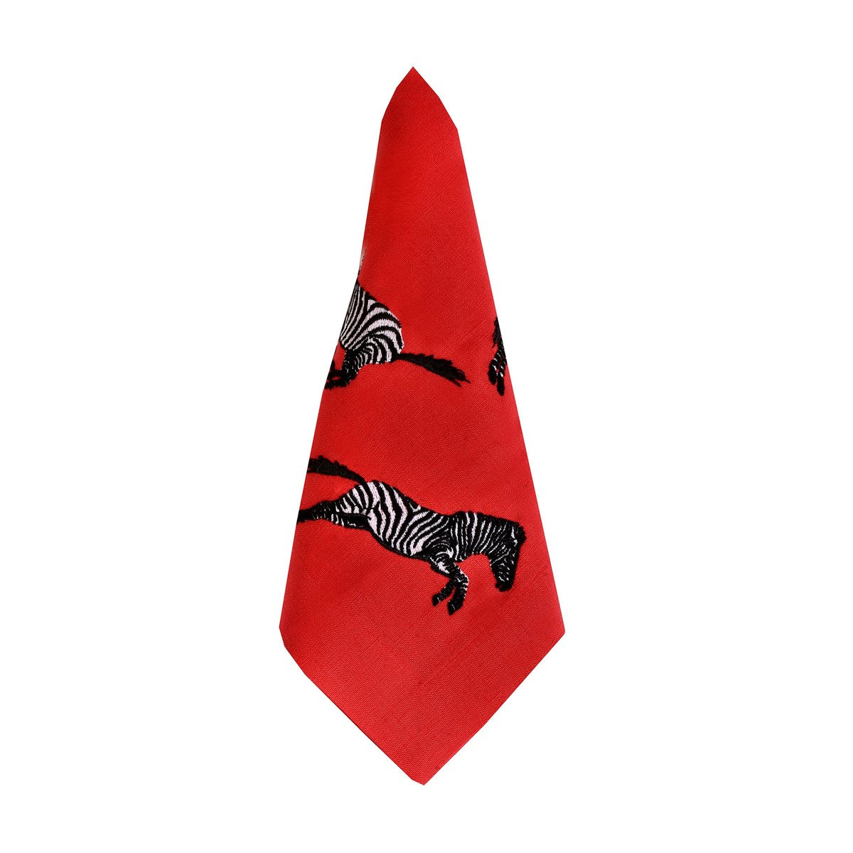 Dekoratif Zebra Desenli Kırmızı Keten Servis Peçetesi - 2 Adet
