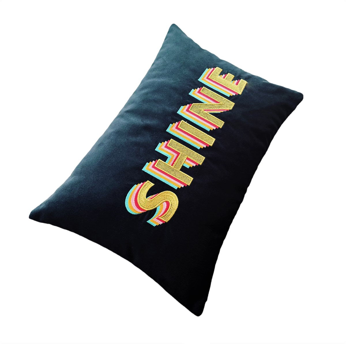 Shine Desenli Lacivert Kadife Dekoratif Kırlent Kılıfı