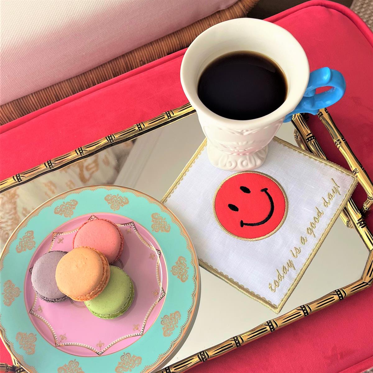 Smile Desenli Pembe Kokteyl Peçete ( 1 Adet )