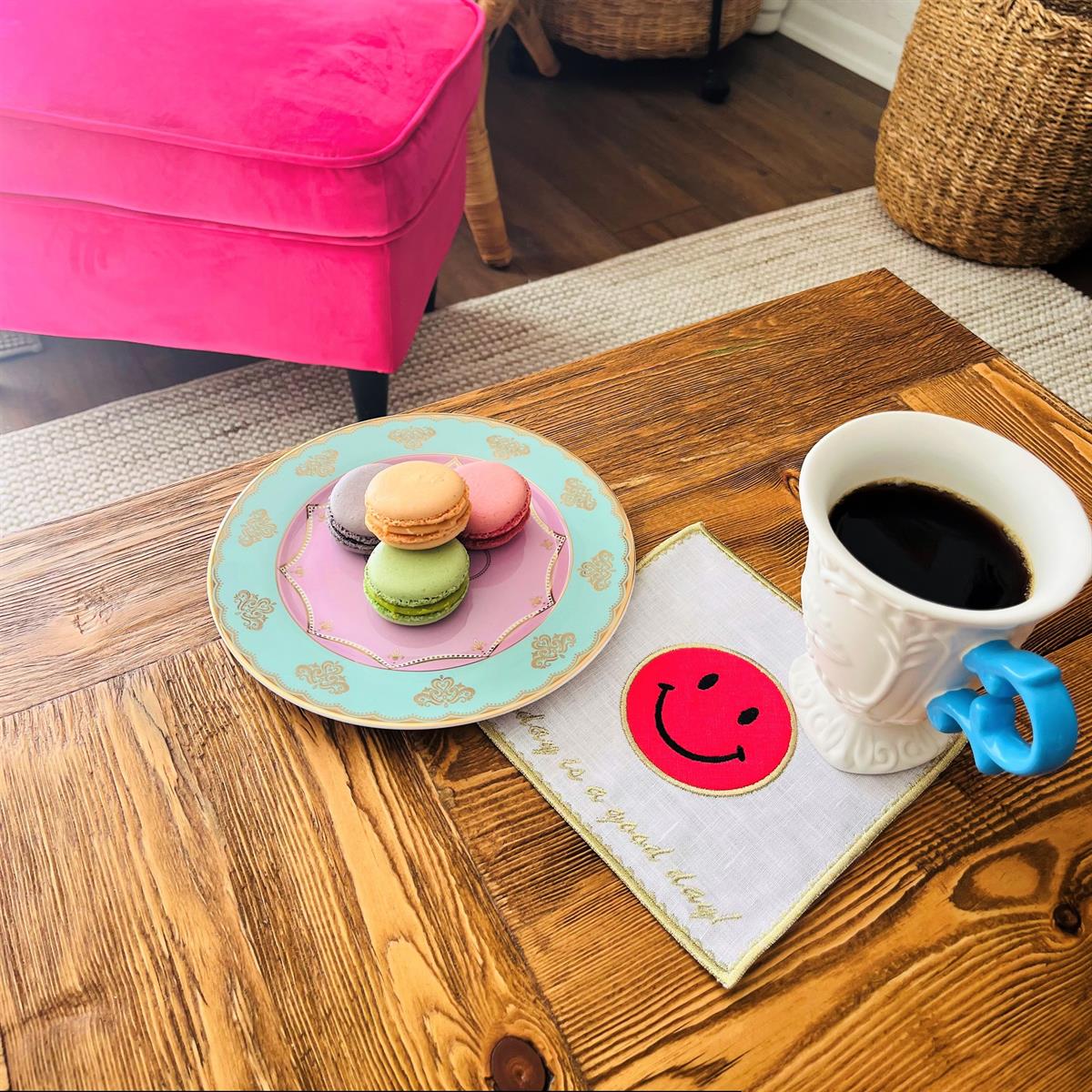 Smile Desenli Pembe Kokteyl Peçete ( 1 Adet )