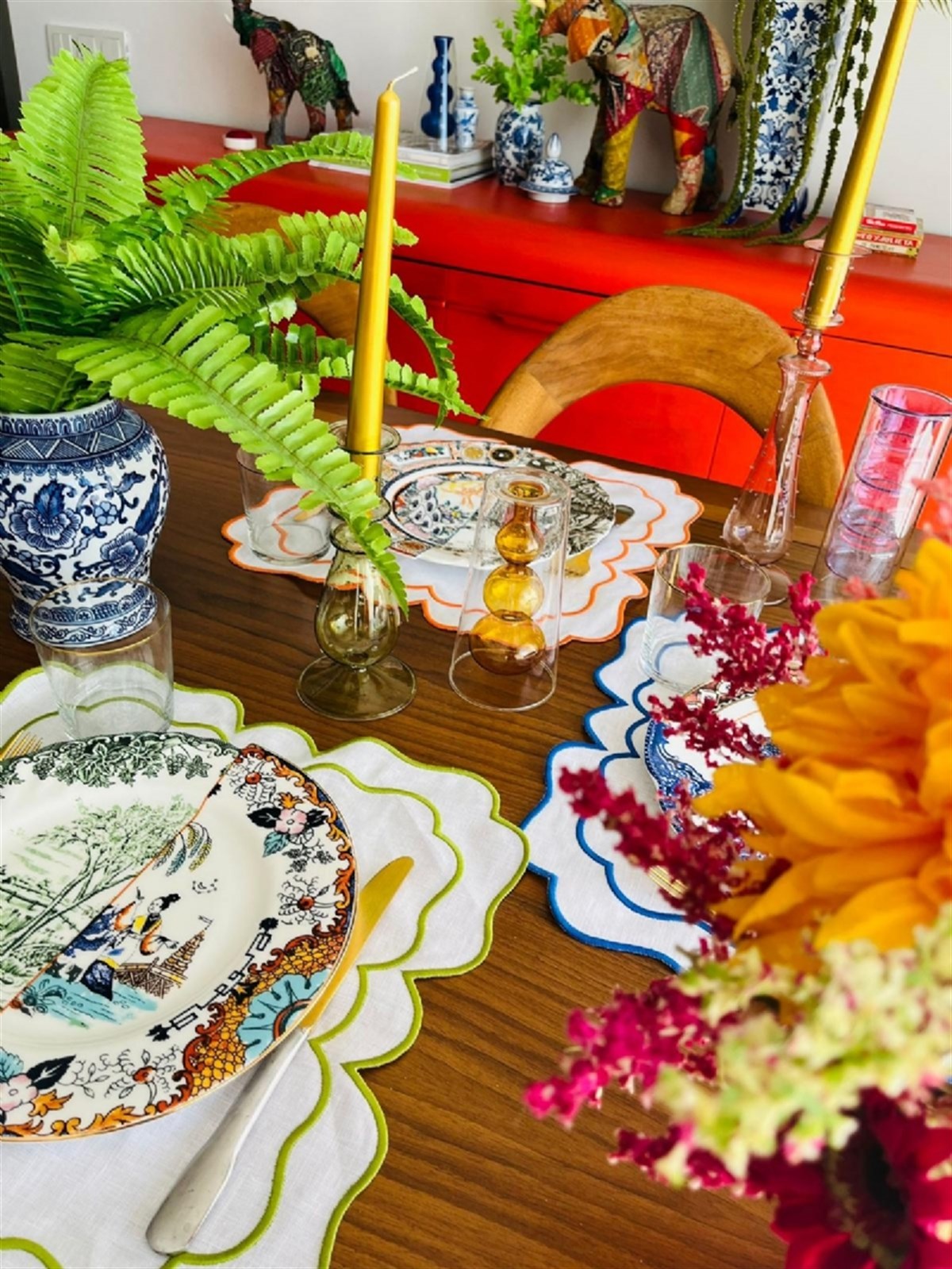 Victorian Çift Sargı Yeşil Nakışlı Amerikan Servis